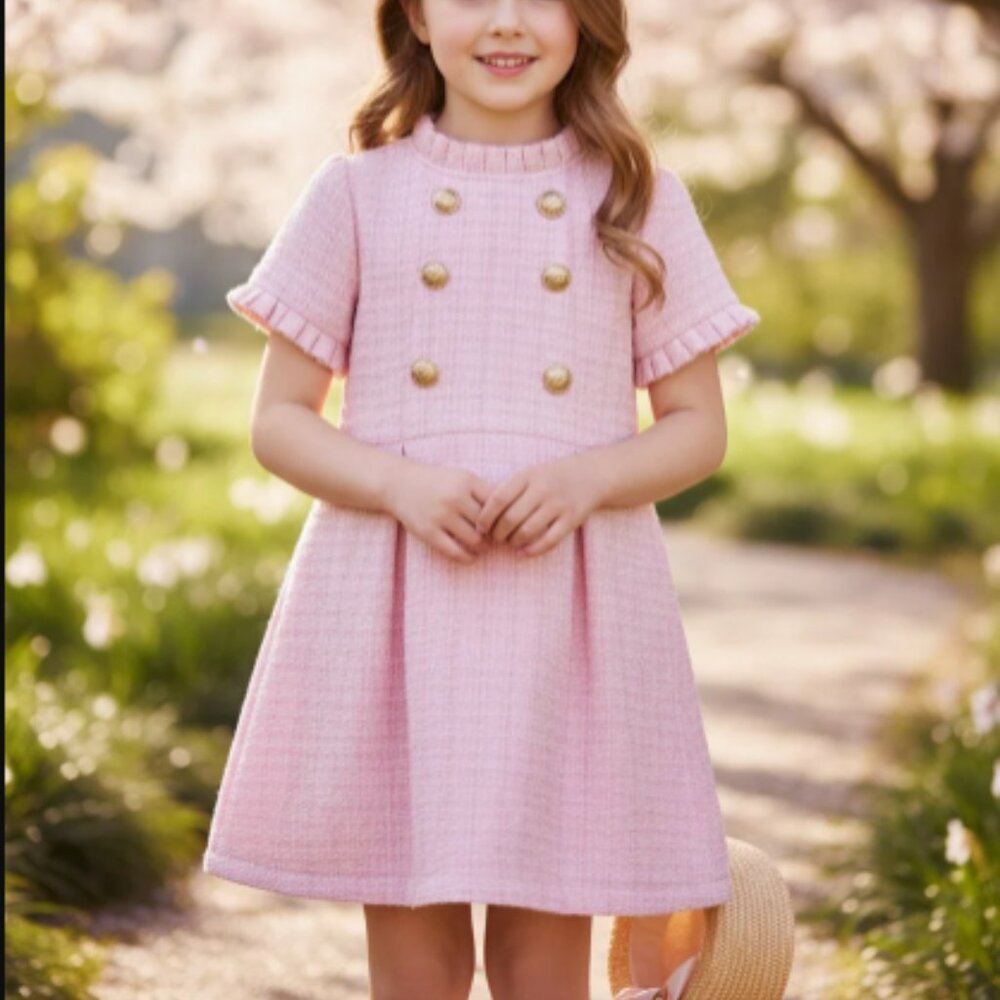 Pink & Gold Tweed Dress - The Oaks Apparel